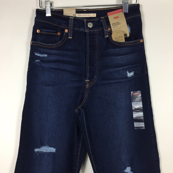 Levi’s Ribcage Straight Ankle Jeans Distressed 27 - Picture 7 of 13